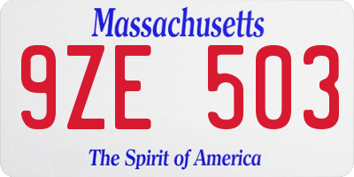 MA license plate 9ZE503