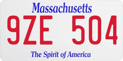 MA license plate 9ZE504