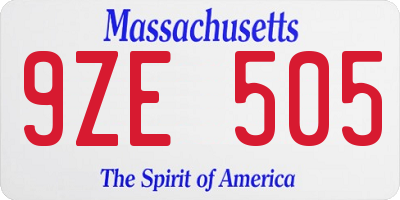 MA license plate 9ZE505