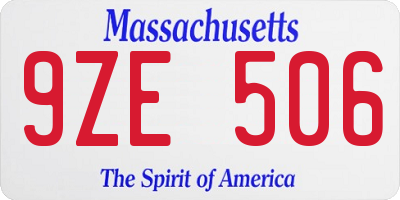 MA license plate 9ZE506