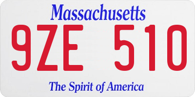 MA license plate 9ZE510