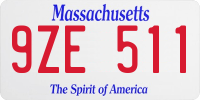 MA license plate 9ZE511