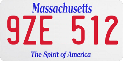 MA license plate 9ZE512