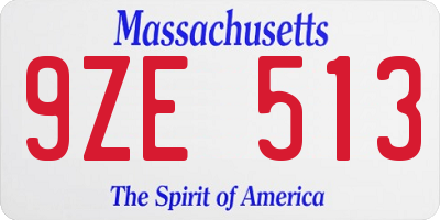 MA license plate 9ZE513