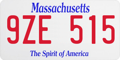 MA license plate 9ZE515