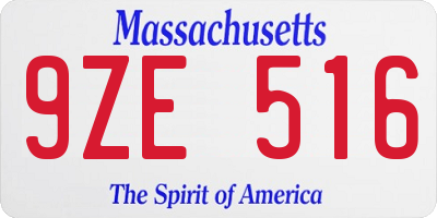 MA license plate 9ZE516