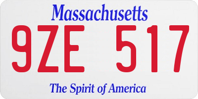 MA license plate 9ZE517