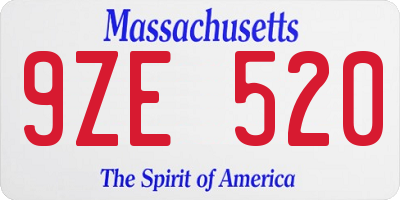 MA license plate 9ZE520