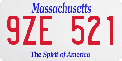 MA license plate 9ZE521