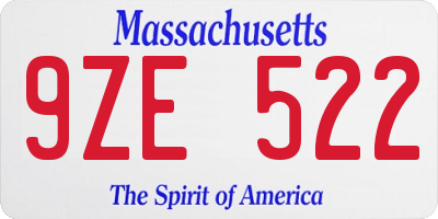 MA license plate 9ZE522
