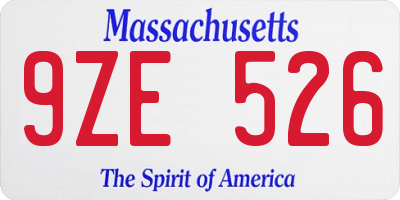 MA license plate 9ZE526