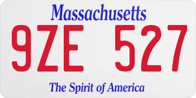 MA license plate 9ZE527