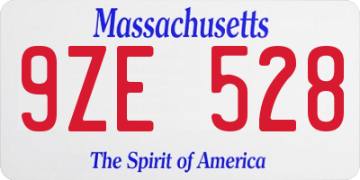 MA license plate 9ZE528