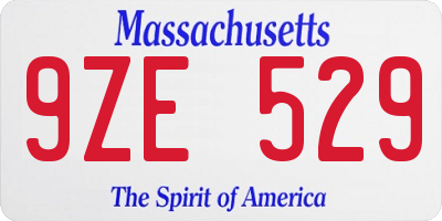 MA license plate 9ZE529