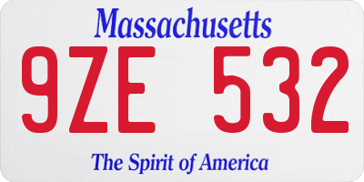 MA license plate 9ZE532