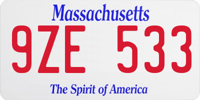 MA license plate 9ZE533