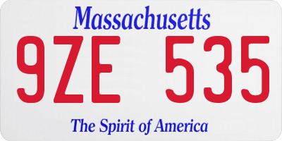 MA license plate 9ZE535