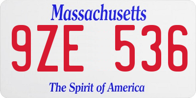 MA license plate 9ZE536