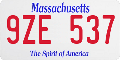 MA license plate 9ZE537