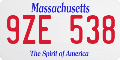 MA license plate 9ZE538