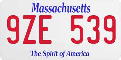 MA license plate 9ZE539