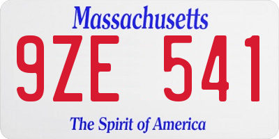 MA license plate 9ZE541