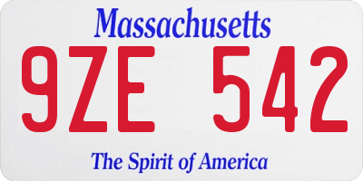 MA license plate 9ZE542