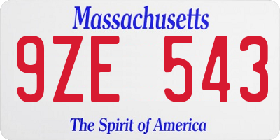 MA license plate 9ZE543