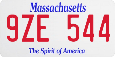MA license plate 9ZE544