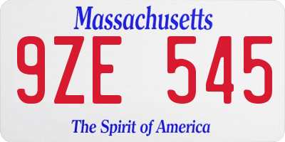 MA license plate 9ZE545