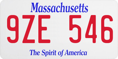 MA license plate 9ZE546