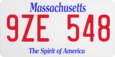 MA license plate 9ZE548