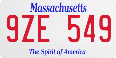 MA license plate 9ZE549