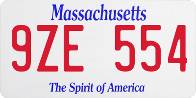 MA license plate 9ZE554