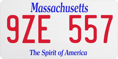 MA license plate 9ZE557