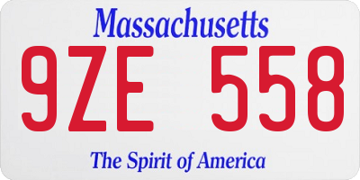 MA license plate 9ZE558