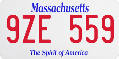 MA license plate 9ZE559