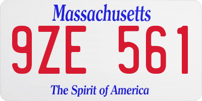 MA license plate 9ZE561