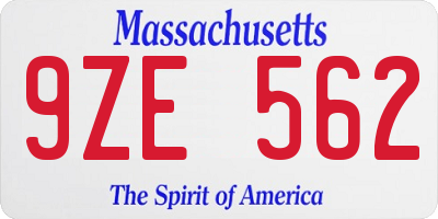 MA license plate 9ZE562