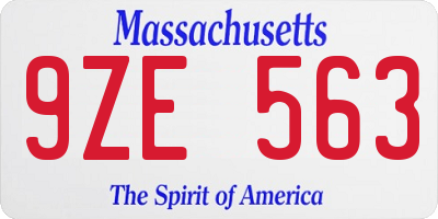 MA license plate 9ZE563