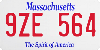 MA license plate 9ZE564