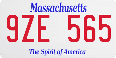 MA license plate 9ZE565