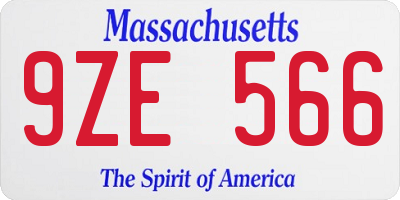 MA license plate 9ZE566