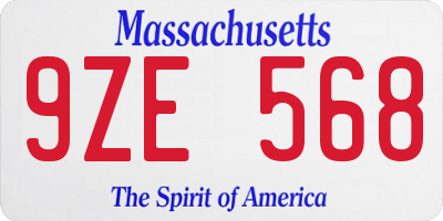 MA license plate 9ZE568