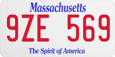 MA license plate 9ZE569