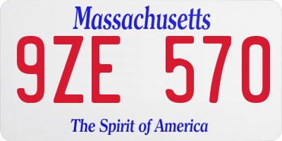 MA license plate 9ZE570