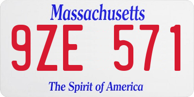 MA license plate 9ZE571