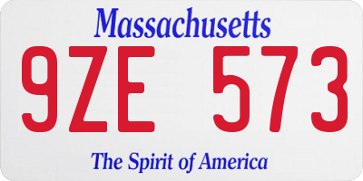 MA license plate 9ZE573