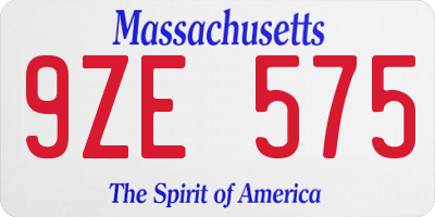 MA license plate 9ZE575