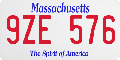 MA license plate 9ZE576